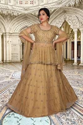 Gold Hand Work Net Ethnic With Blouse 3