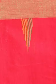 Red hand woven cotton silk saree with blouse