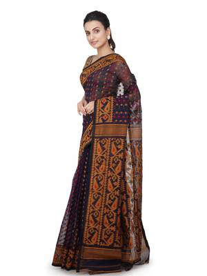 Blue Pure Cotton Hand Woven Bengal Handloom Saree 2