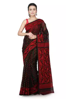 Black Hand Woven Pure Cotton Saree Without Blouse
