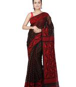 Black Hand Woven Pure Cotton Saree Without Blouse