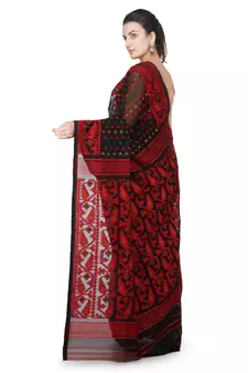 Black Hand Woven Pure Cotton Saree Without Blouse