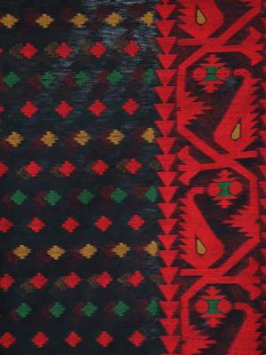 Black Hand Woven Pure Cotton Saree Without Blouse 4
