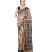 Beige Hand Woven Pure Cotton Saree Without Blouse
