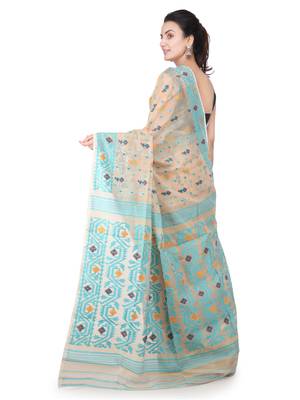 Beige Hand Woven Pure Cotton Saree Without Blouse 3
