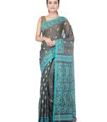 Grey Hand Woven Pure Cotton Saree Without Blouse
