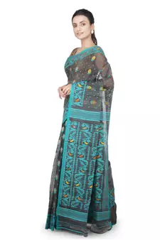 Grey Hand Woven Pure Cotton Saree Without Blouse