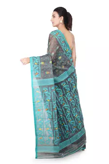 Grey Hand Woven Pure Cotton Saree Without Blouse