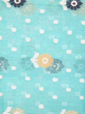 Turquoise Hand Woven Pure Cotton Saree Without Blouse 4