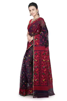 Blue Hand Woven Pure Cotton Saree Without Blouse
