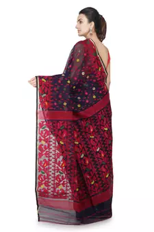 Blue Hand Woven Pure Cotton Saree Without Blouse