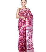 Magenta Hand Woven Pure Cotton Saree Without Blouse