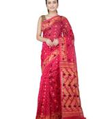 Pink Hand Woven Pure Cotton Saree Without Blouse