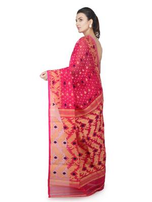 Pink Hand Woven Pure Cotton Saree Without Blouse 3