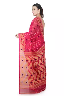 Pink Hand Woven Pure Cotton Saree Without Blouse