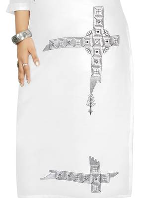 White Embroidered Cotton Blend Straight Kurtis 4