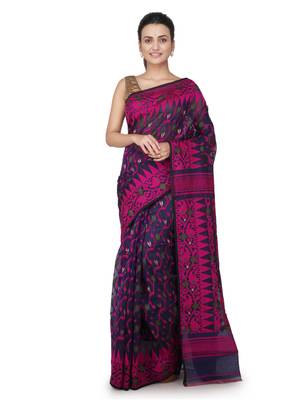 Blue hand woven pure cotton saree  1