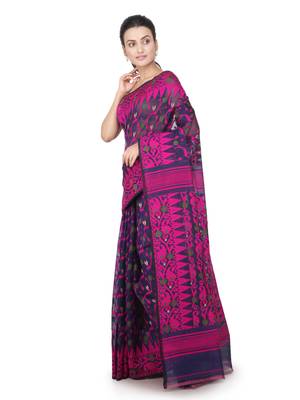 Blue hand woven pure cotton saree  2