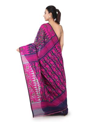 Blue hand woven pure cotton saree  3