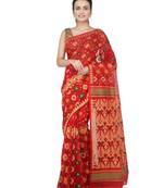 Red Hand Woven Pure Cotton Saree Without Blouse