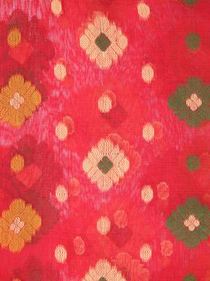 Red Hand Woven Pure Cotton Saree Without Blouse 4