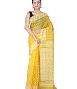 Yellow Hand Woven Pure Cotton Saree Without Blouse