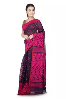 Blue Hand Woven Pure Cotton Saree Without Blouse