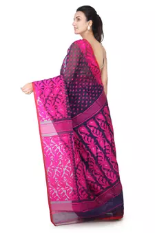 Blue Hand Woven Pure Cotton Saree Without Blouse