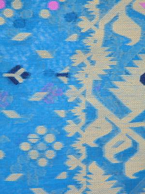 Turquoise Hand Woven Pure Cotton Saree Without Blouse 4