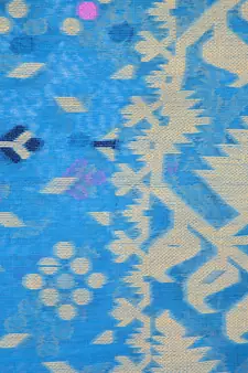 Turquoise Hand Woven Pure Cotton Saree Without Blouse