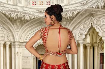 Red Embroidered Silk Readymade Lehenga Cholis 6