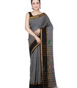 Grey hand woven pure cotton saree with blouse