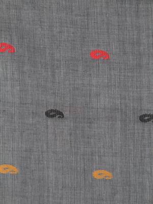 Grey hand woven pure cotton saree with blouse 4