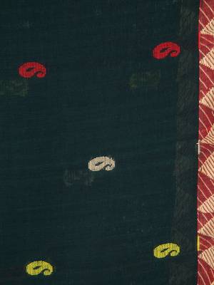 Green hand woven pure cotton saree with blouse 4