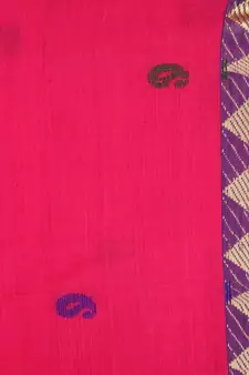 Pink hand woven pure cotton saree with blouse