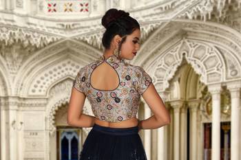 Blue Embroidered Net Readymade Lehenga Cholis 6
