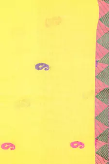 Yellow hand woven pure cotton saree with blouse