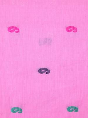 Pink hand woven pure cotton saree with blouse 4