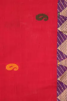 Red hand woven pure cotton saree with blouse