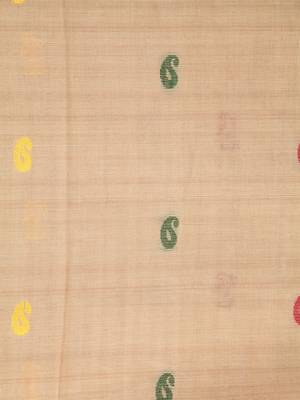 Beige hand woven pure cotton saree with blouse 4