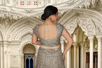 Grey Embroidered Net Readymade Lehenga Cholis 5
