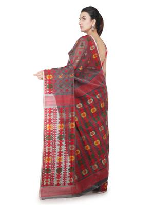 Grey Hand Woven Pure Cotton Saree Without Blouse 3