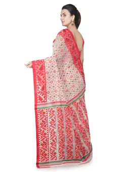Off White Hand Woven Pure Cotton Saree Without Blouse