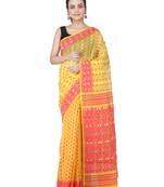 Yellow Hand Woven Pure Cotton Saree Without Blouse