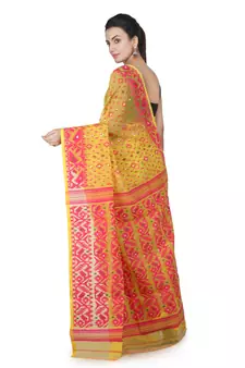 Yellow Hand Woven Pure Cotton Saree Without Blouse