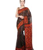 Black Hand Woven Pure Cotton Saree Without Blouse