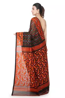 Black Hand Woven Pure Cotton Saree Without Blouse