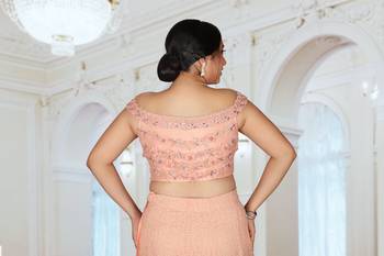 Peach Embroidered Georgette Readymade Lehenga Cholis 6
