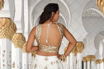 White Embroidered Silk Readymade Lehenga Cholis 7