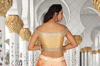 Orange Embroidered Foil Readymade Lehenga Cholis 6